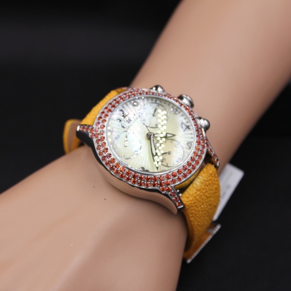 Diamond & Orange Sapphire 3.31 Tcw Unisex Watch main image 3